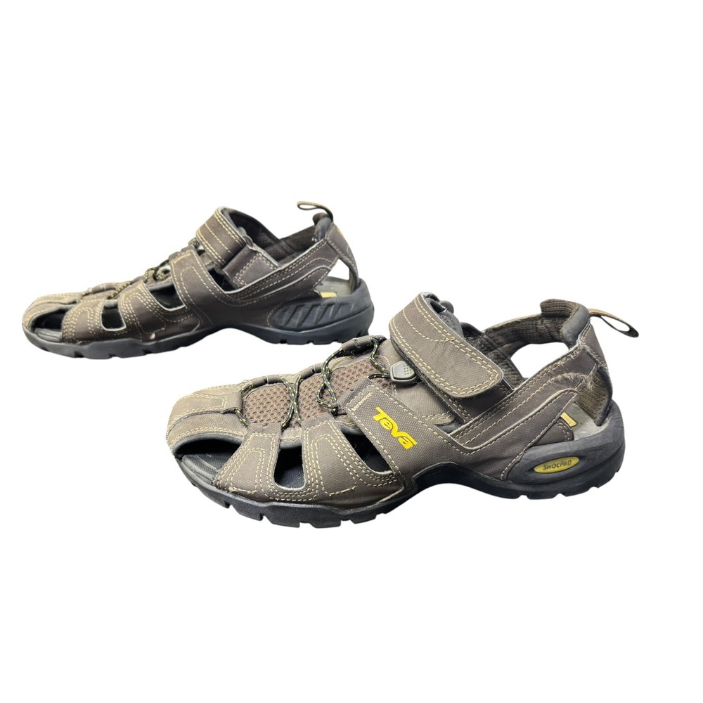 Teva‎ Omnium Mens Brown Closed Toe Hiking Sport Sandals Shoc Pad US 7.5